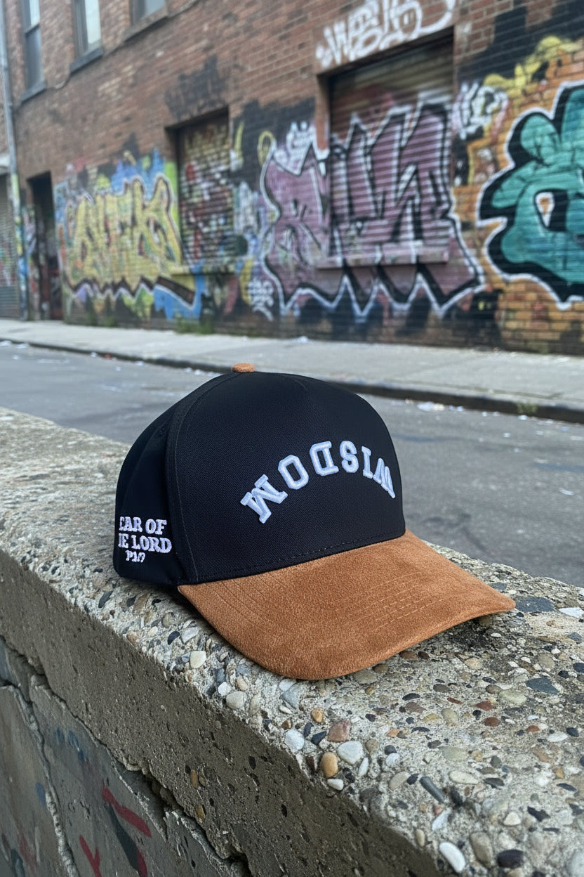 Wisdom Cap Black Caramel - worn front view